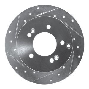 Kia Rondo Brake Rotor (1) - Rear Left - R1 Concepts - Drilled & Slotted - Silver - `07-`12